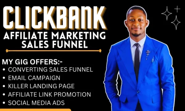 I will build clickbank affiliate marketing, clickbank sales funnel, affiliate marketing